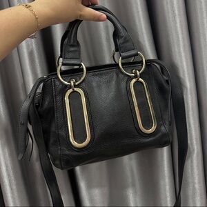See By Chloe Black Leather Satchel with Gold Accents